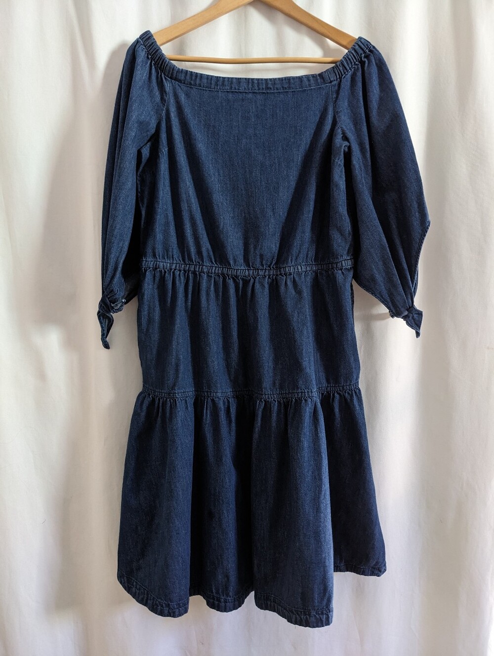 Ralph Lauren Amanthia Blue Denim 100% Cotton On Off Shoulder Dress 8P
